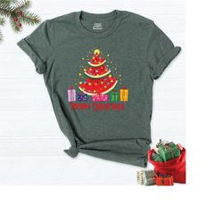 christmas lights watermelon slice shirt, christmas tree shirt, christmas in summer outfit, christmas lights t-shirt, chr