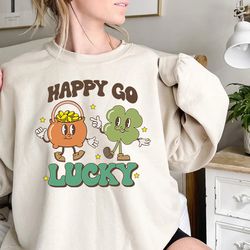 happy go lucky shirt, st pattys shirt, lucky tshirt, shamrock shirt, woman st patricks day shirt, st patricks day tee, l