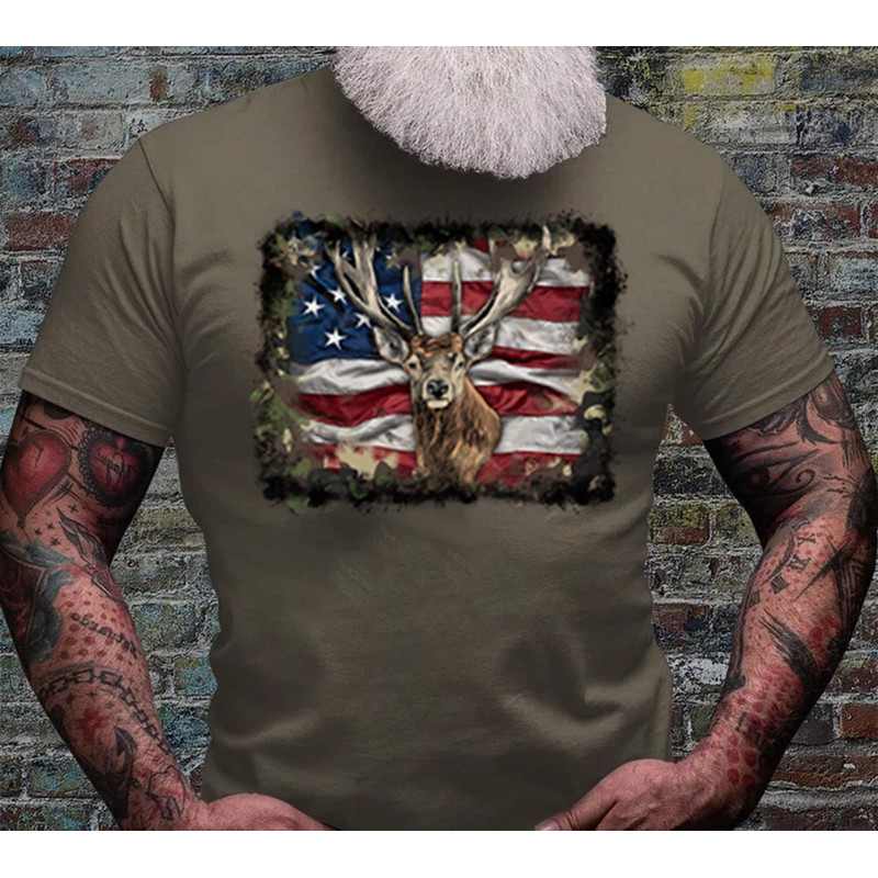 Hunter Shirt, American Deer Shirt, American Flag Shirt, Deer sublimation, Deer Hunting T-shirt, American Flag Shirt, Gift For Father, Deer T.jpg