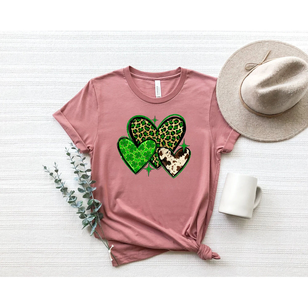 Leopard Heart Shamrock Shirt, St. Patrick's Cowhide Lucky T-shirt, Irish T Shirt, Shamrocks T-Shirt, Family Matching St. Patrick's Day Gift.jpg
