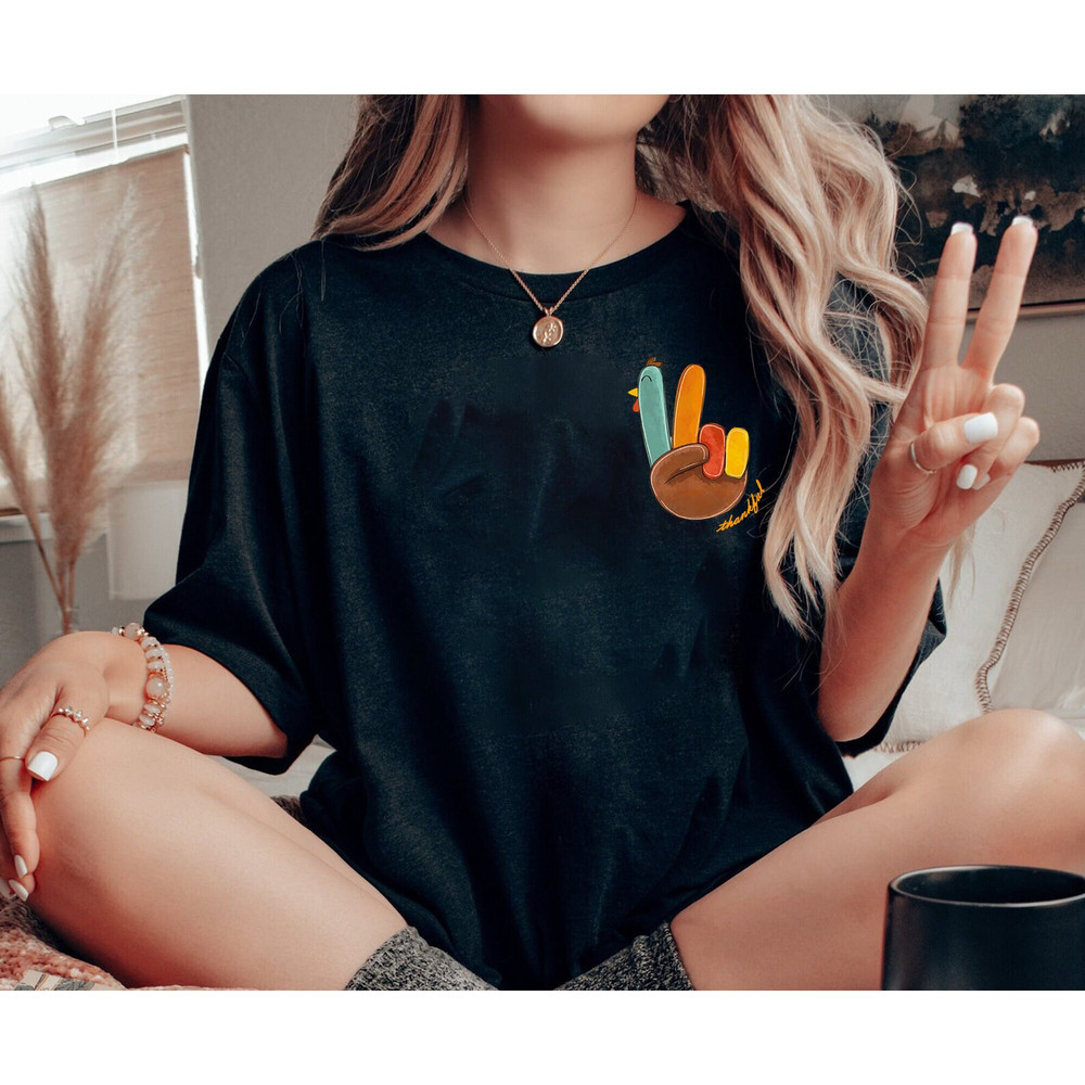 Peace Sign Turkey Shirt,Thanksgiving Family Matching Shirt,Thanksgiving Shirt,Thankful Grateful Blessed Shirt,Thanksgiving Dinner Shirt,Fall.jpg