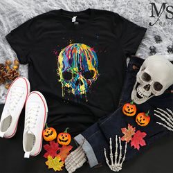 rainbows skulls shirt, spooky t shirt, skulls shirt, goth shirt, skeleton t shirt, skulls clothing, trendy shirt for wom