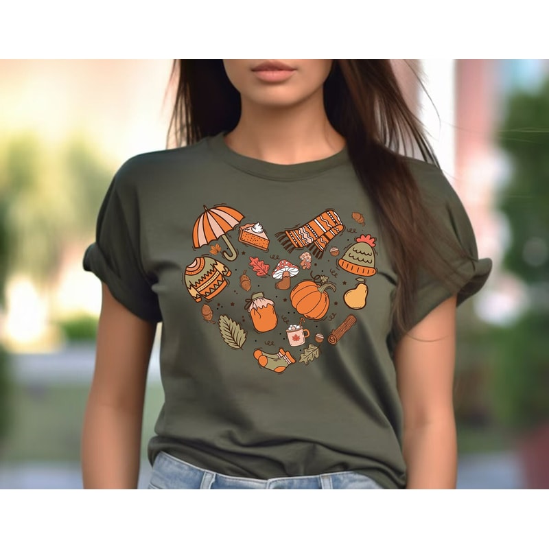 Retro Love Fall Pumpkin Leaves Shirt, Pumpkin Shirt, Fall Heart Shirt, Thanksgiving Shirt, Pumpkin Spice Tee, Teacher Fall Shirt, Autumn Tee.jpg