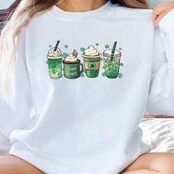 st patricks day coffee shirt, womens cute st pattys day shirt, lucky latte green shirt, irish shamrock clover shirt, wom
