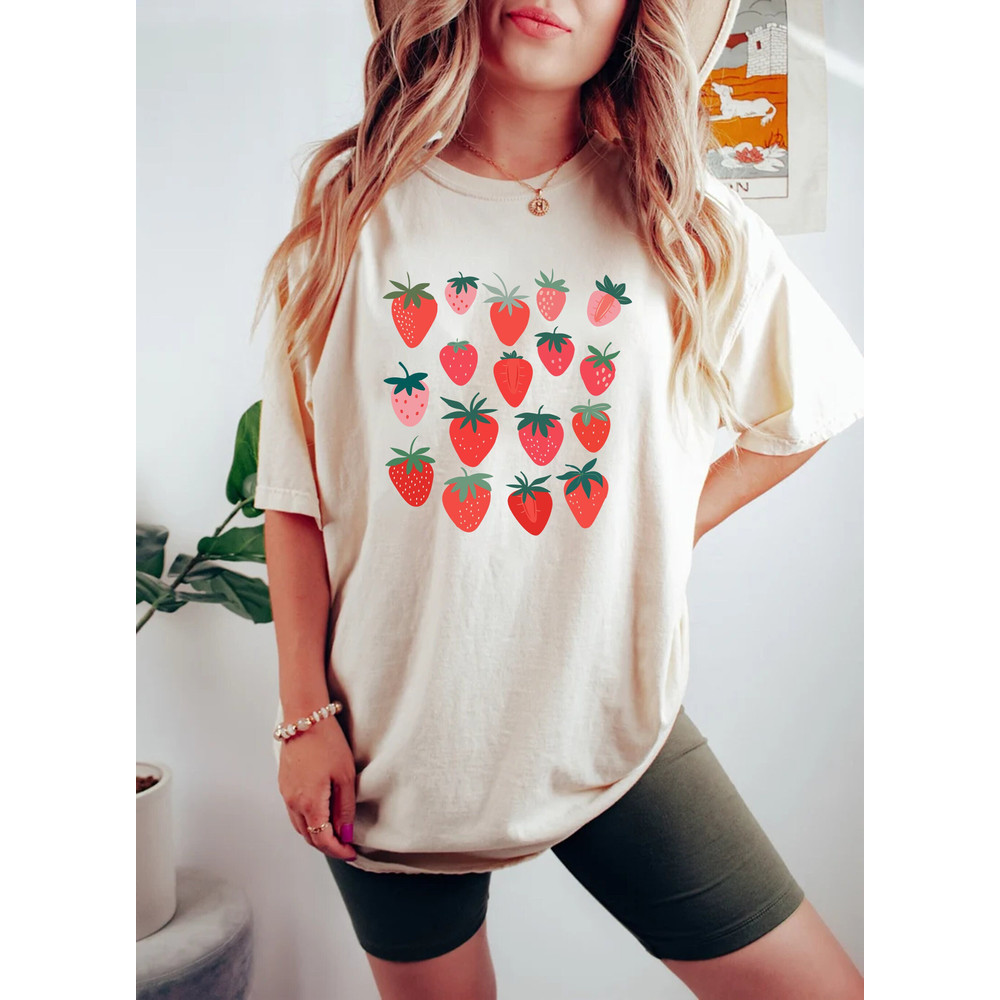 Strawberry Shirt, Strawberry Clothes ,Strawberry Tee, Garden Shirt ,Aesthetic Clothing, Cottagecore Clothes,Botanical Shirt,Strawberry Print.jpg