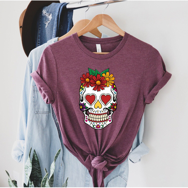 Sugar Skull Flower Crown, Day of the Dead Shirt, Halloween Shirts, Halloween T-shirt For Women, Flower Skull Shirt, Halloween Party Shirt.jpg