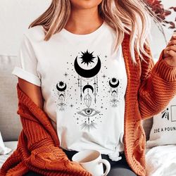 sun and moon shirt, evil eye shirt,all seeing eye spiritual shirts,witchy clothing,witchy things,witchy clothes,witchy s
