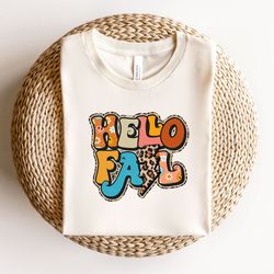 hello fall leopard shirt, fall vibes cheetah shirt, pumpkin shirt,happy thanksgiving shirt, thanksgiving gift shirt,autu