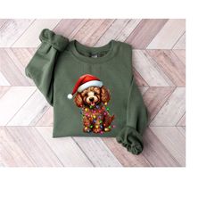 poodle christmas lights sweatshirt, christmas dog sweater, dog owner christmas tee, christmas dog shirt, christmas light