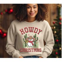 howdy christmas sweatshirt, western christmas sweatshirt, country merry christmas sweatshirt, retro western howdy christ