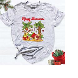 christmas beach shirt, summer santa shirt, christmas in july shirt, hawaiian christmas party shirt, holiday beach shirt,