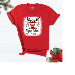 boo boo crew nurse shirt, plaid deer shirt, nurse t-shirt, funny nurse christmas shirt, christmas t-shirt, christmas nur