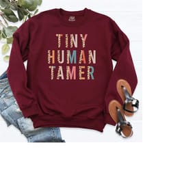 tiny human tamer sweatshirt, leopard print teacher hoodie, preschool teacher tee, gift for teacher, teacher group shirts