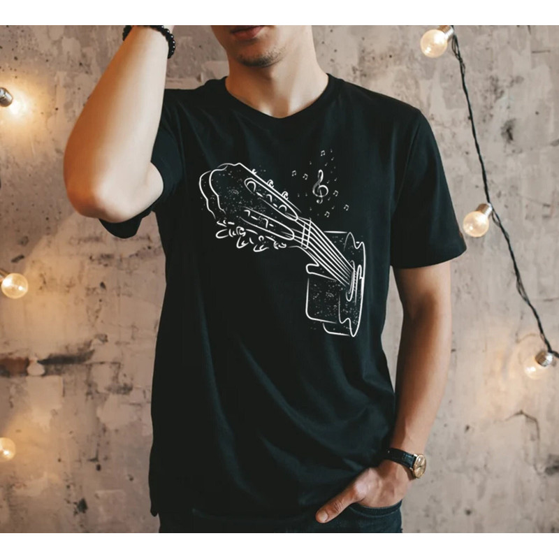 Acoustic Guitar T-Shirt, Musician Tee, Guitar Player Gift For Men, Cool Guitar Band Shirt, Music Lover Tee, Musician Guitarist Mens Tee.jpg
