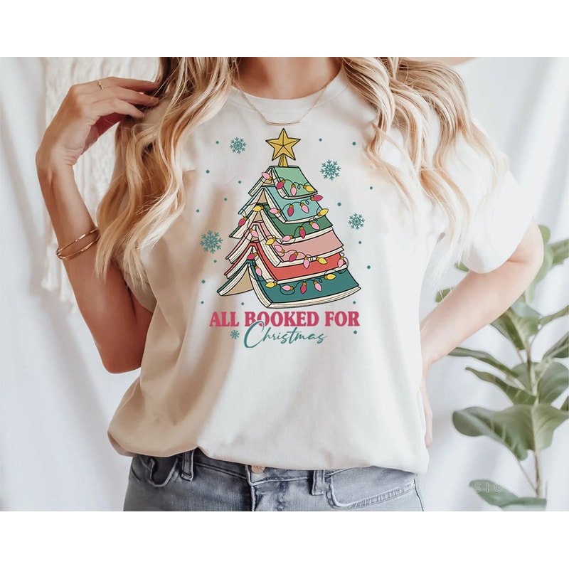 Christmas Book Tree Shirt, Christmas Gift For Teacher, Book Lovers Christmas Gift, School Christmas T-shirt, Christmas Sweatshirt, Book Tree.jpg