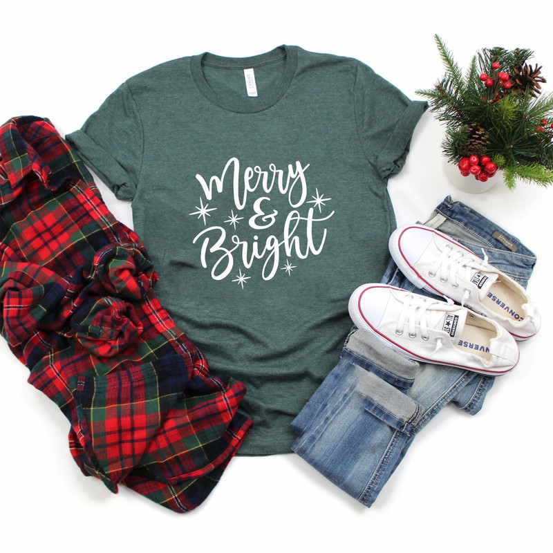 Christmas T-shirt For Women, Merry and Bright Shirt, Christmas Tee, Holiday Shirt, Women's Christmas Shirt, Holiday Shirt ,Christmas T-shirt.jpg