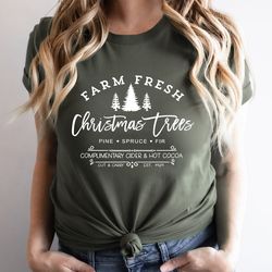 christmas tees, farm fresh trees christmas shirt, christmas shirts, womens christmas tees, holiday tees , christmas gift