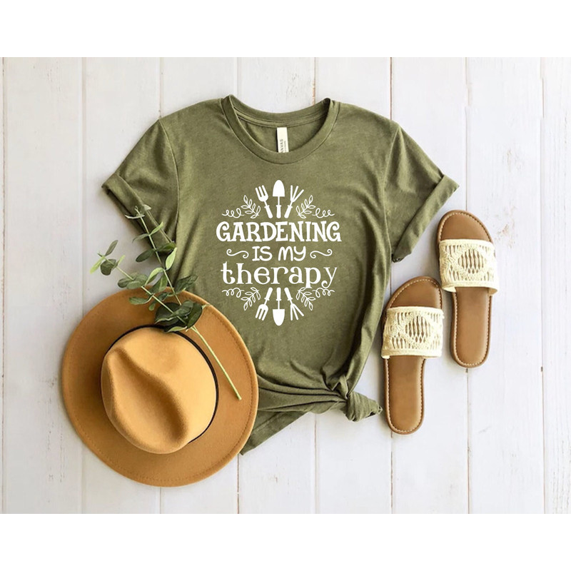 Gardening Is My Therapy Shirt, Gardener Shirt, Plant Lover Shirt, Gardener Gift , Therapy Shirt, Garden Tee, Farmer Shirt, Botanical T-shirt.jpg