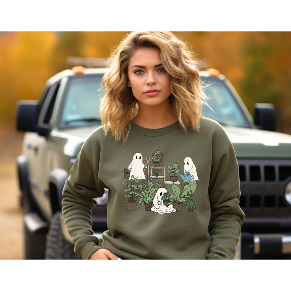 Ghost Plant Lady Sweatshirt, Ghost Plant Shirt, Halloween Plants Sweatshirt, Halloween Ghost Sweatshirt, Halloween Gift for Plant Lovers.jpg