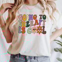 going to therapy is cool mental health shirt, anxiety shirt, retro indie clothing, aesthetic psychotherapist gift, thera