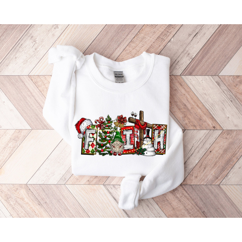 Christmas Family Shirt, Faith Christmas Sweatshirt, Christmas With Cross Sweatshirt, Christmas Family Matching Shirt, Holiday Gift.jpg