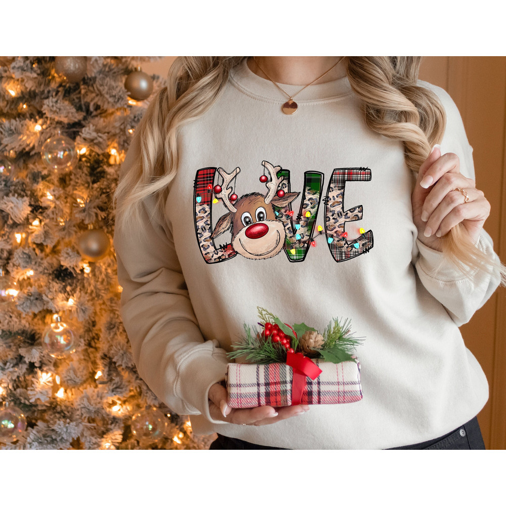 Christmas Sweatshirt, Love Deer Sweatshirt, Christmas Family Matching Shirt, Christmas Gift, Christmas Deer Sweatshirt, Holiday Gift.jpg