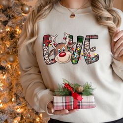 christmas sweatshirt, love deer sweatshirt, christmas family matching shirt, christmas gift, christmas deer sweatshirt,