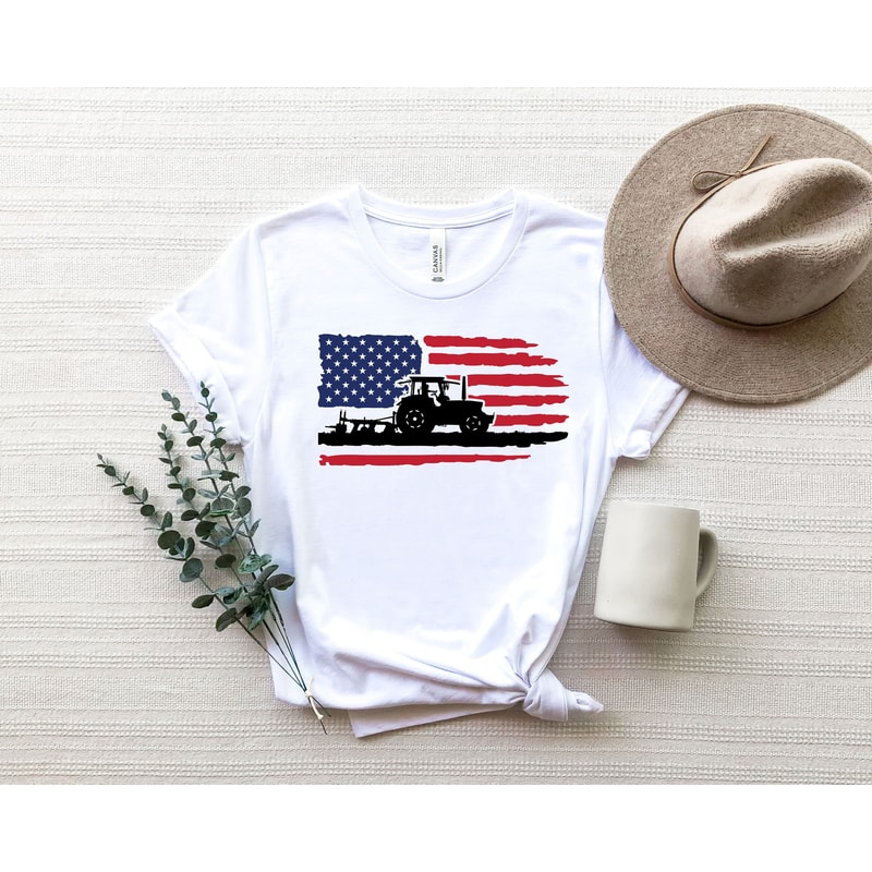 Farmer Shirt, US Tractor Shirt, American Farmer, Farmer Gift Shirt, Agriculture Shirt, American Flag Shirt, Support Local Farmer Shirt.jpg