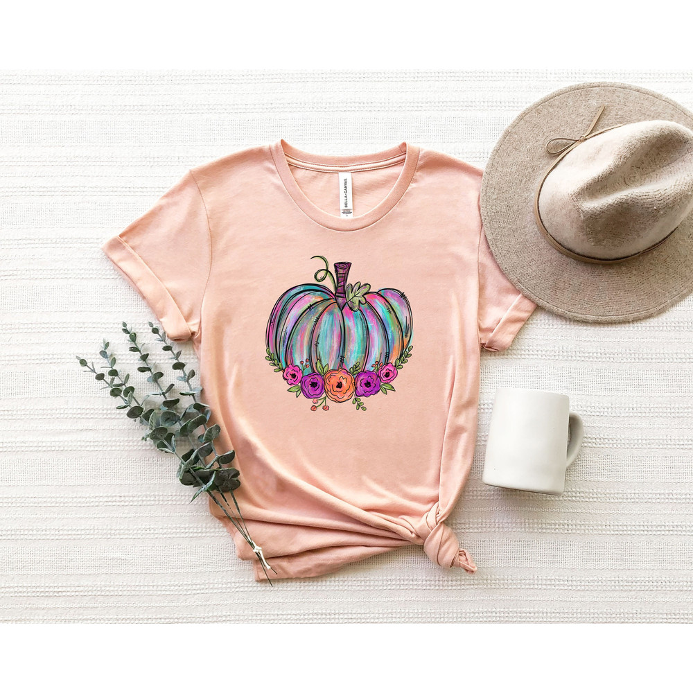 Floral Pumpkin Shirt, Fall Halloween Shirt,Fall Vibes Shirt, Pumpkin Funny Tee, 2023 Happy Halloween,Retro Spooky Season.jpg