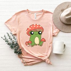 frog mushroom shirt,kawai frog shirt,dancing frog toad demons with bells, japanese art t shirt, gift for women,best movi