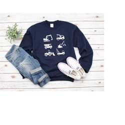 construction trucks sweatshirt, teacher sweatshirt, birthday sweatshirt, gift for kids, boy and girl truck shirt, truck