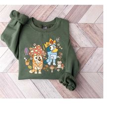 bluey mushroom world shirt, bingo mushroom shirt, king bluey shirt, cute bluey and bingo shirt 2023, mushroom shirt
