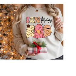 pantasmas ghost christmas sweatshirt, santa conchas shirt, xmas pan dulce shirt, latina christmas shirt, mexican christm