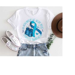 in november we wear blue shirt, diabetes awareness t-shirt, blue ribbon, diabetes support, awareness month, diabetes war