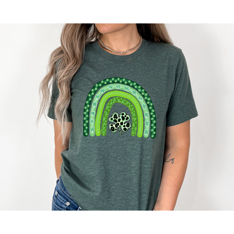 Shamrock Leopard Rainbow St Patrick's Day T-Shirt, Vintage St Patricks Day Shirt, Cute St Paddys Tee, Gift For BFF, Unisex Shirt.jpg