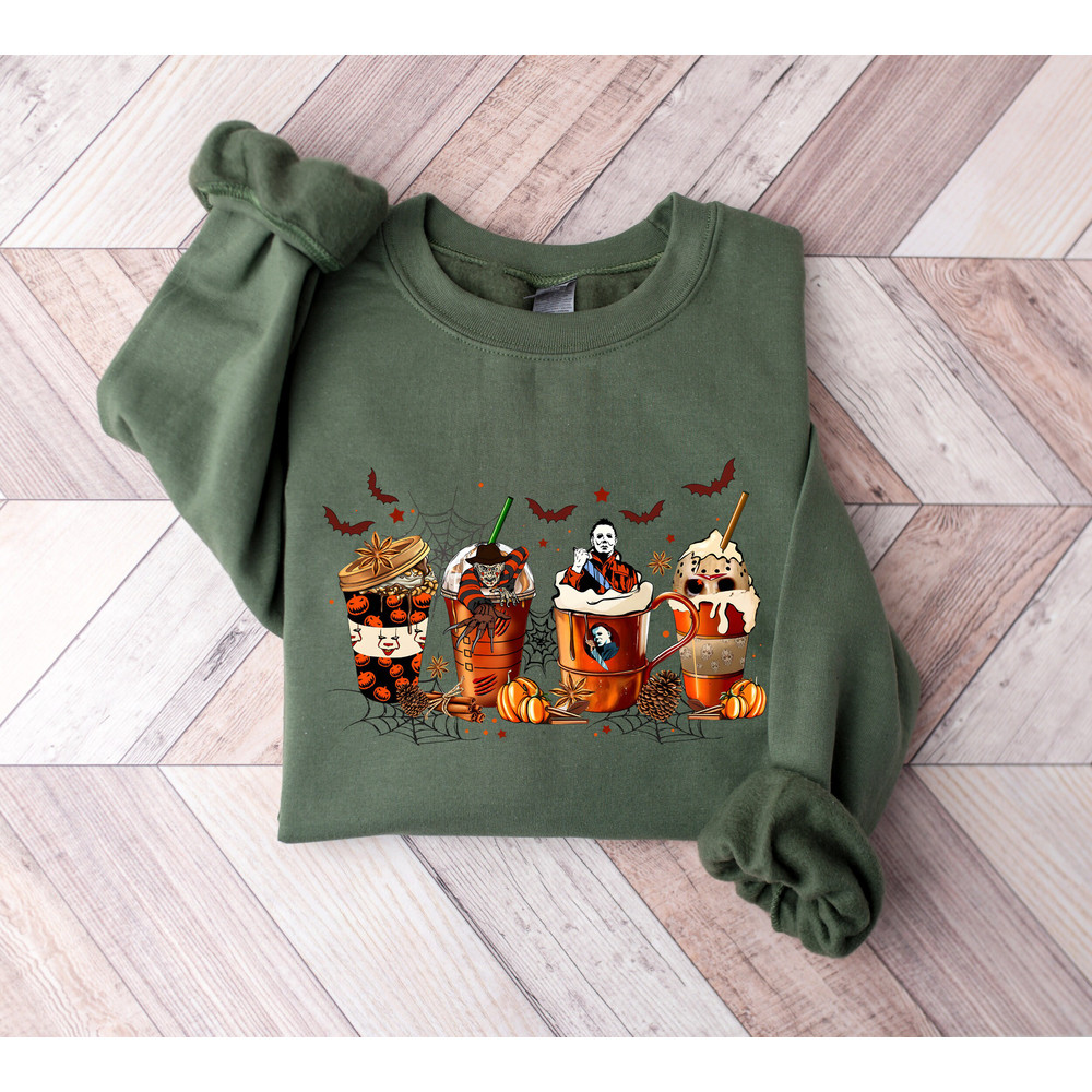 Skeleton Coffee Cups Sweatshirt, Coffee Cups Sweatshirt, Skull Coffee Cup Sweatshirt, Skeleton Halloween Sweatshirt, Coffee Lover Sweatshirt.jpg