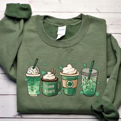 st patricks day coffee sweatshirt, lucky latte sweatshirt, st patricks day sweatshirt,funny st patricks day sweatshirt,s