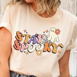 stay spooky shirt, retro halloween tshirt, floral ghost shirt, vintage ghost halloween shirt, retro fall shirt, fall shi