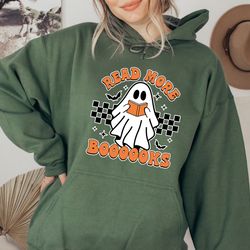 teacher halloween sweatshirt, halloween teacher, read more books, spooky teacher ghost sweatshirt, teacher teams sweatsh