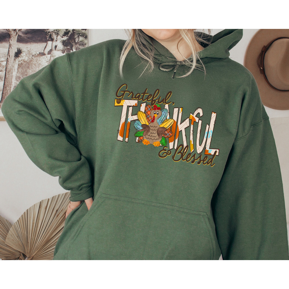 Thankful,Grateful,Blessed with Turkey Sweatshirt, Thanksgiving Sweatshirt, Fall Vibes Sweatshirt, Thanksgiving Family Sweatshirt, Thankful.jpg