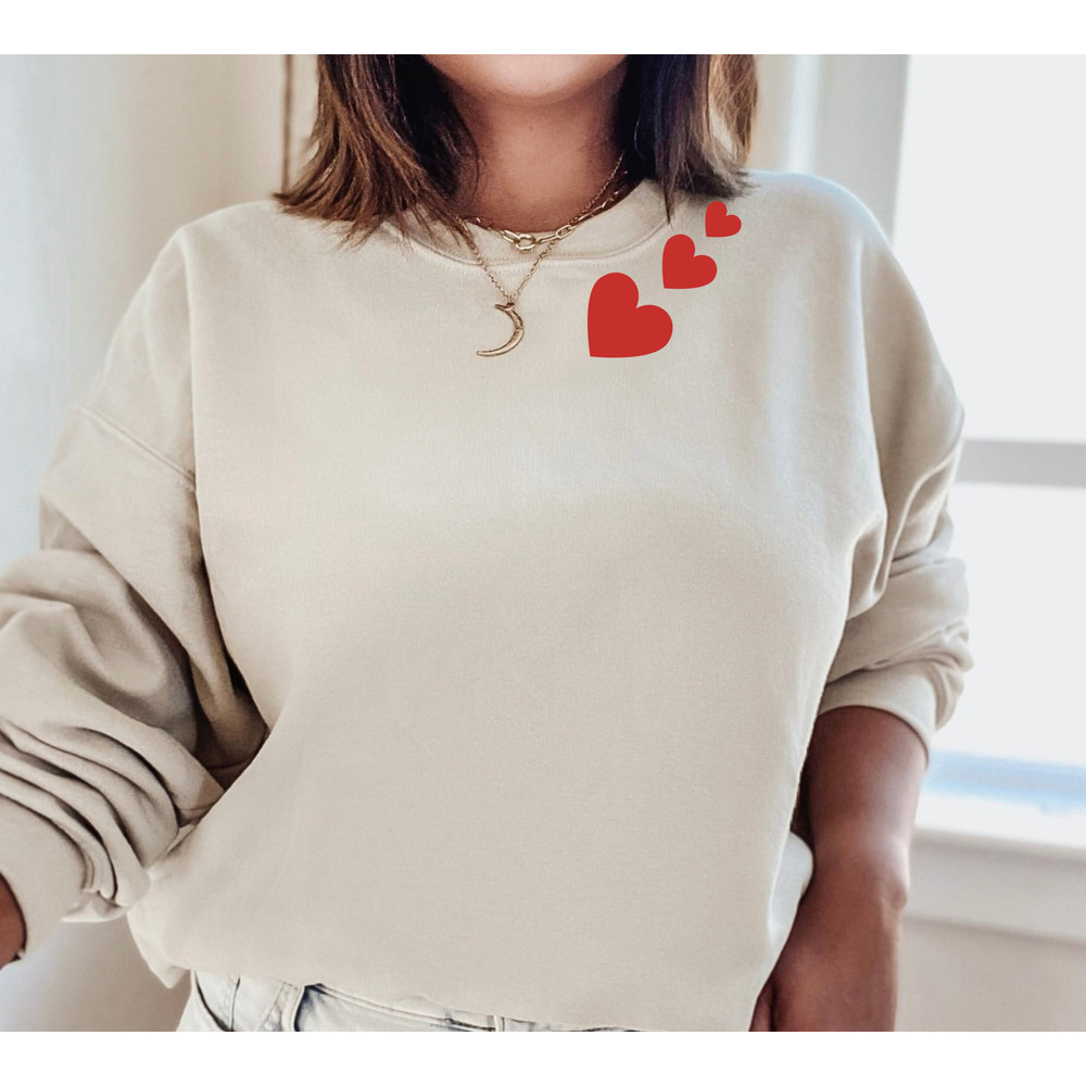 Valentines Sweatshirt for Women with Heart on Collar, Couple Sweatshirt, Gift for Lovers, Matching Girlfriend Boyfriend Valentines Shirt.jpg