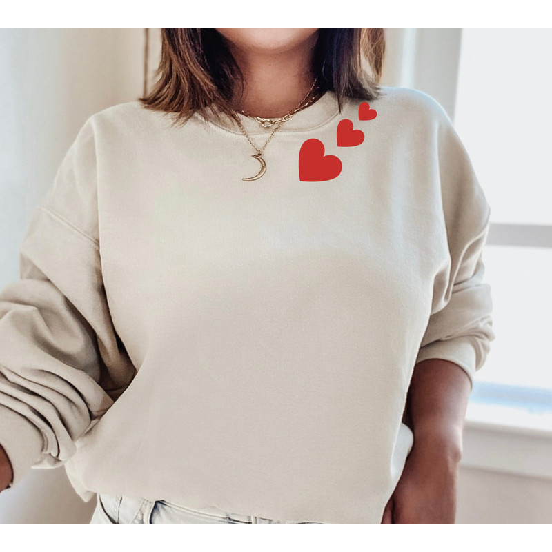 Valentines Sweatshirt for Women with Heart on Collar, Couple Sweatshirt, Gift for Lovers, Matching Girlfriend Boyfriend Valentines Shirt.jpg