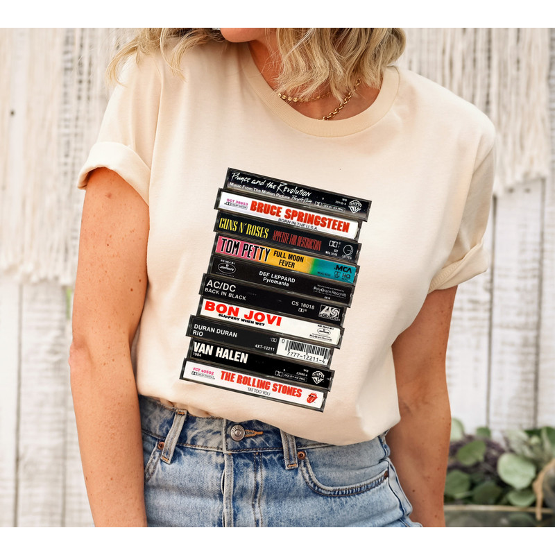 Vintage Cassette Tape Shirt, Gift For Old School Music Lovers, 80's Rock Cassette Shirt, 80's Rock n Roll T-Shirt,Classic Rock Tape Clothing.jpg