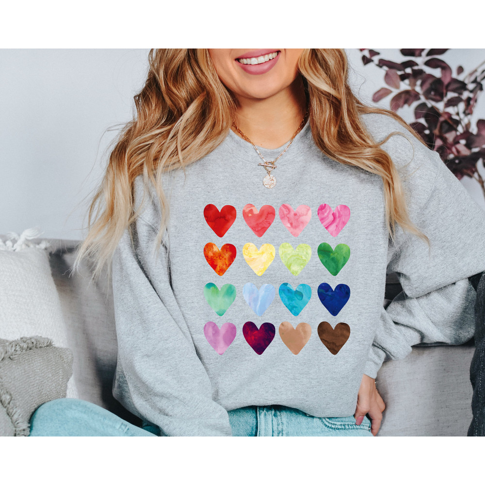 Watercolor Heart Sweatshirt, Heart Sweatshirt, Valentine's Day Sweatshirt, Vintage Graphic Tee, Valentines Hoodie, Love Sweater, Hearts.jpg