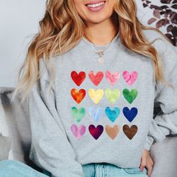watercolor heart sweatshirt, heart sweatshirt, valentines day sweatshirt, vintage graphic tee, valentines hoodie, love s
