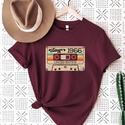 57th birthday shirt, vintage 1966 limited edition cassette tshirt, 1966 birthday shirt, 57th birthday gift for women,57t