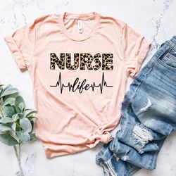 nurse shirt, leopard print nurse life, nurse life tshirt, registered nurse shirts, nursing school shirt, leopard print n