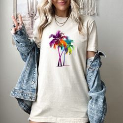 palm tree shirt, palm beachy summer shirt, summer holiday shirt, summer vacation gift, hawaiian shirt, girls trip