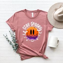 stay spooky shirt, halloween shirt, spooky vibes season, funny halloween gift, smiley face halloween shirt, matching hal
