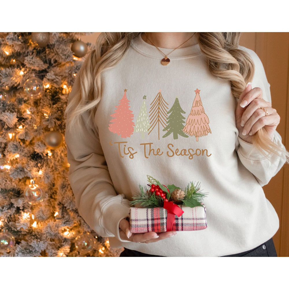 Tis The Season, Tis The Season Christmas Tree Sweatshirt, Funny Christmas Sweatshirt, Christmas Gift, Xmas Shirt, Cute Winter Sweatshirt.jpg